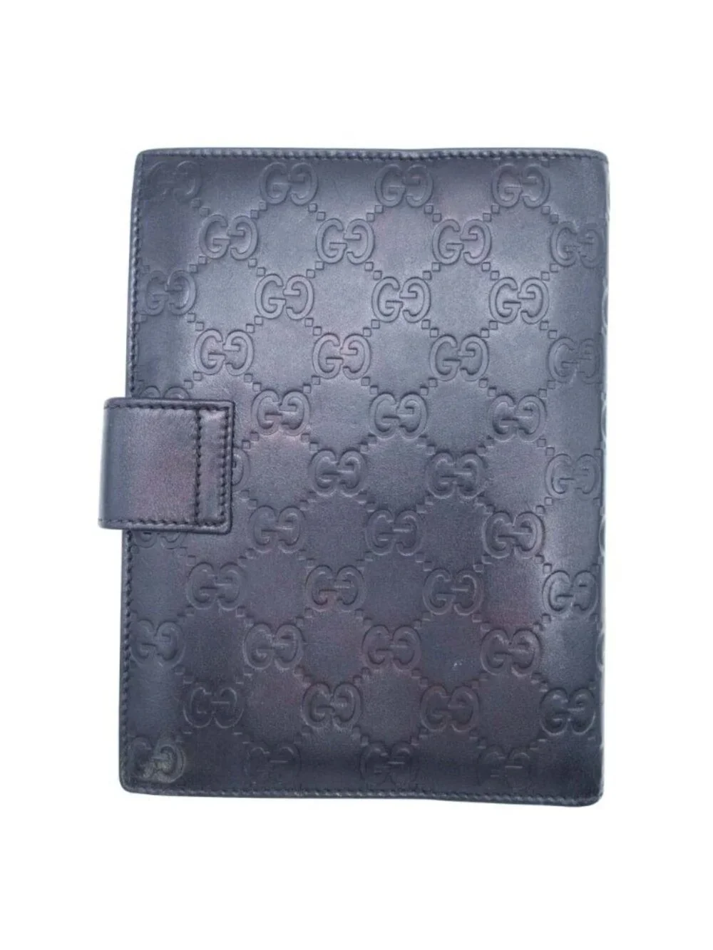 Gucci GG Guccissima Agenda Notebook Cover Holder Six Hole Ring Binder Note Black